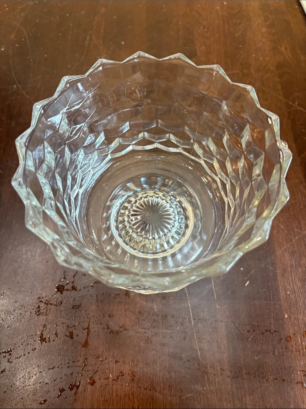 Vintage Indiana Glass Whitehall Clear Cubist Pedestal Compote Trifle Bowl